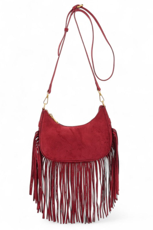Boho Fringe Crossbody Bag – Faux Suede Festival Handbag