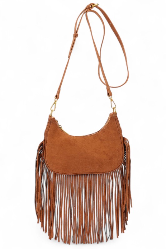 Boho Fringe Crossbody Bag – Faux Suede Festival Handbag
