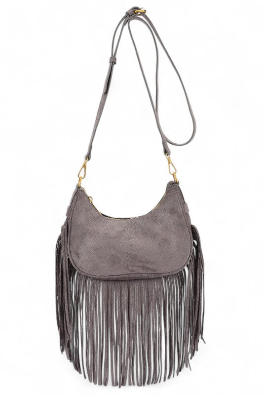 Boho Fringe Crossbody Bag – Faux Suede Festival Handbag