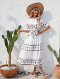 Women Clothing Station Summer National Printing Half Length Sleeve Dress