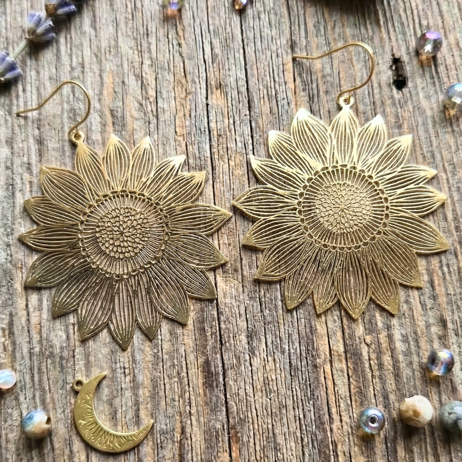 Golden Hour Sunflower Statement Earrings - Gold and Silver Options