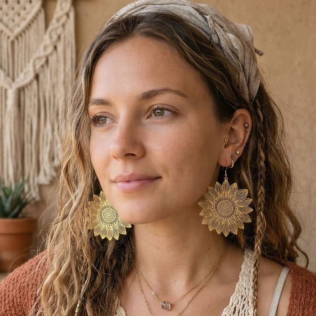 Golden Hour Sunflower Statement Earrings - Gold and Silver Options