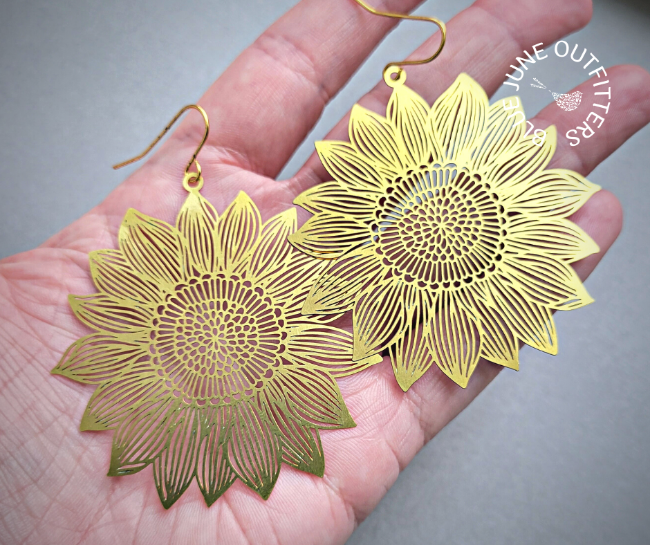 Golden Hour Sunflower Statement Earrings - Gold and Silver Options