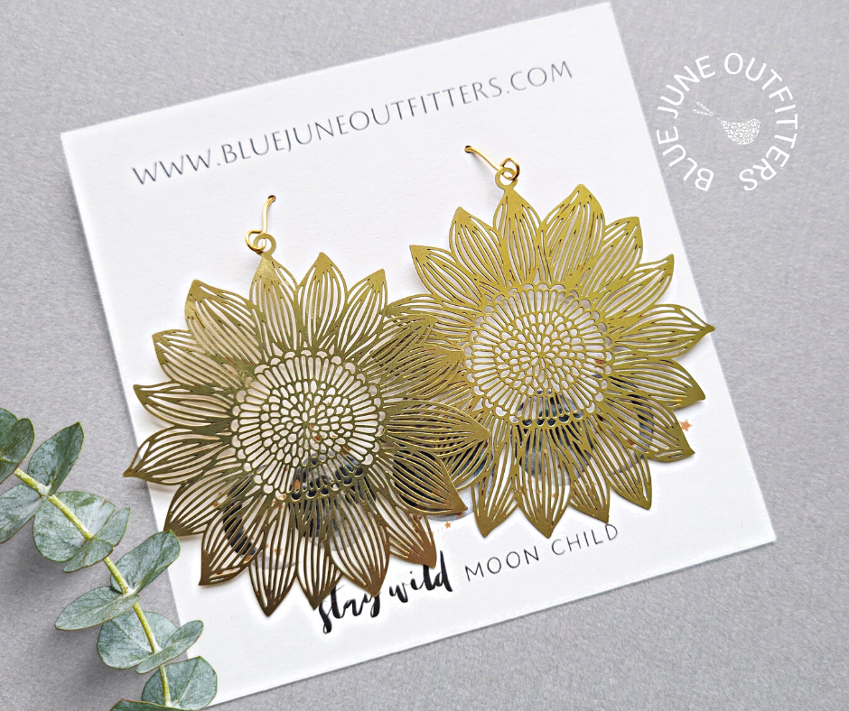 Golden Hour Sunflower Statement Earrings - Gold and Silver Options