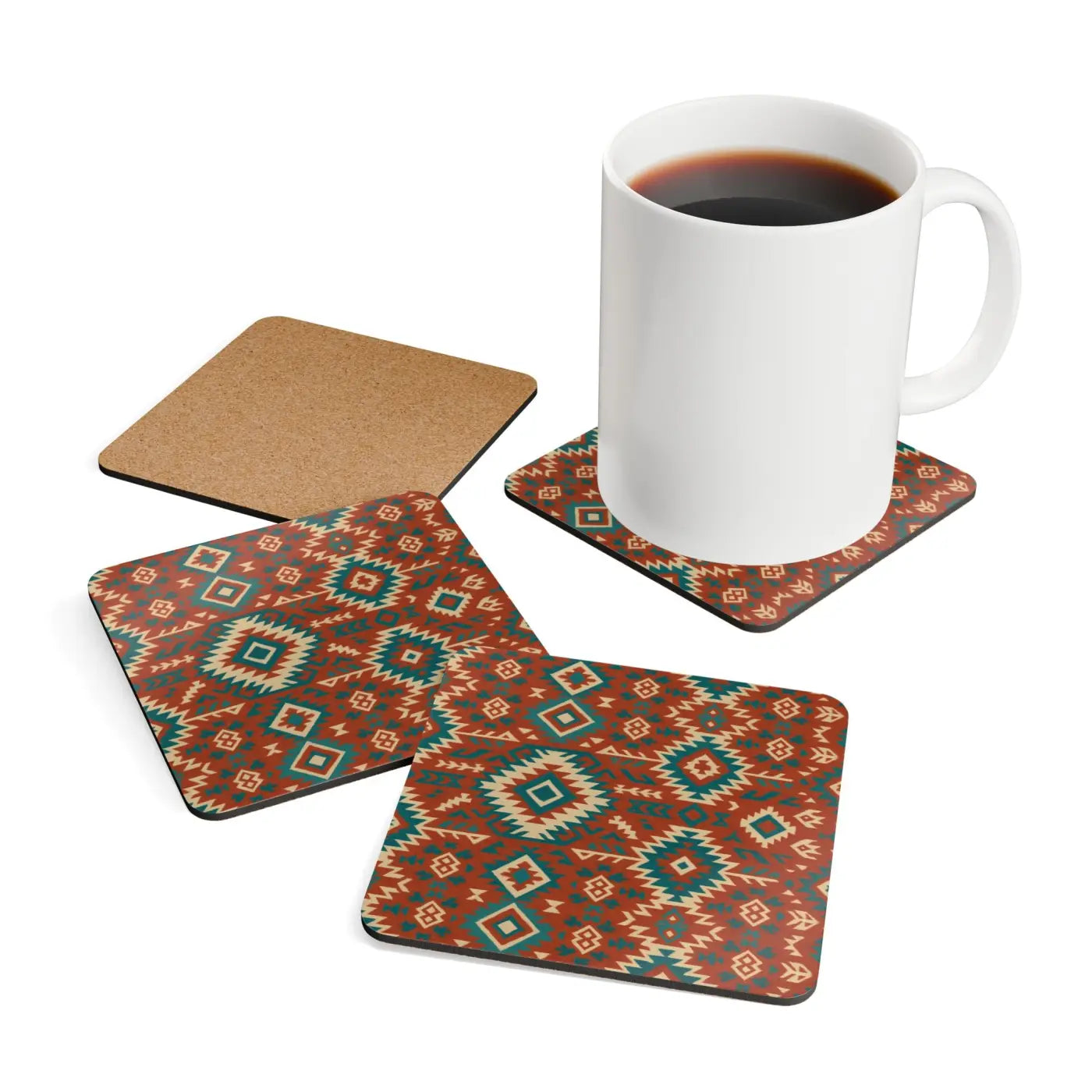 Boho Cork Coaster Set - Tribal Home Decor - Dipaliz